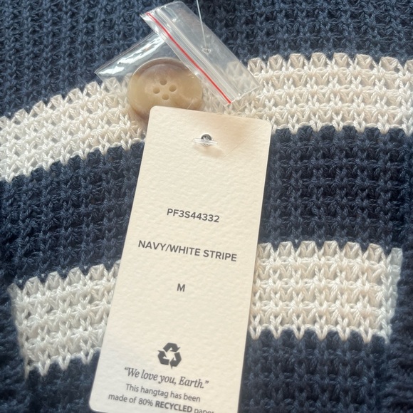 Pink Rose Blue and White Striped Cardigan Sweater - Picture 4 of 9